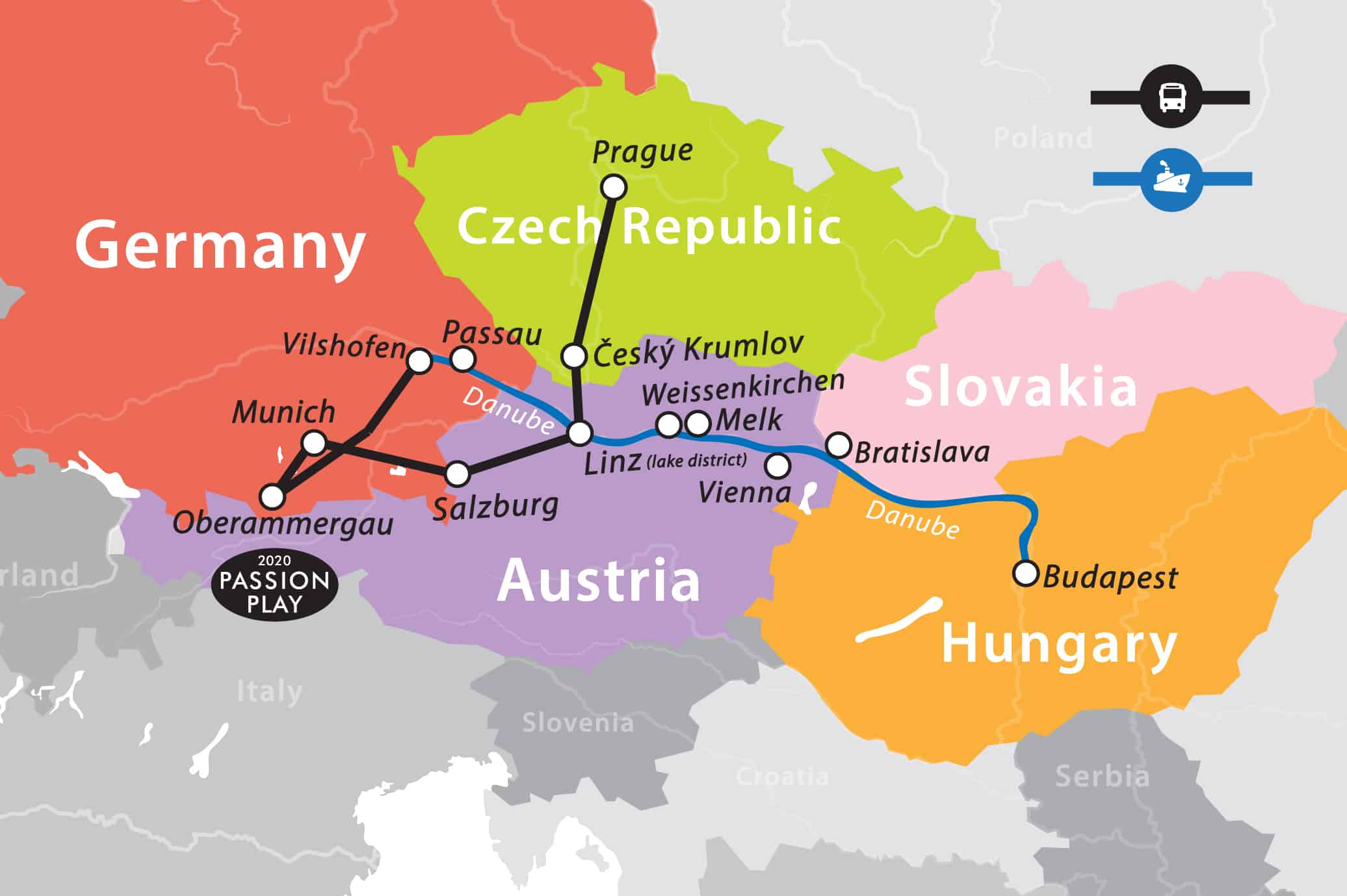 Danube River World Map