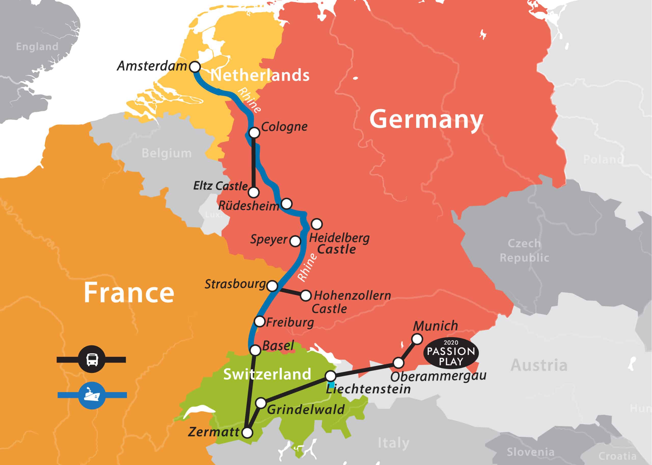 rhine river cruise route