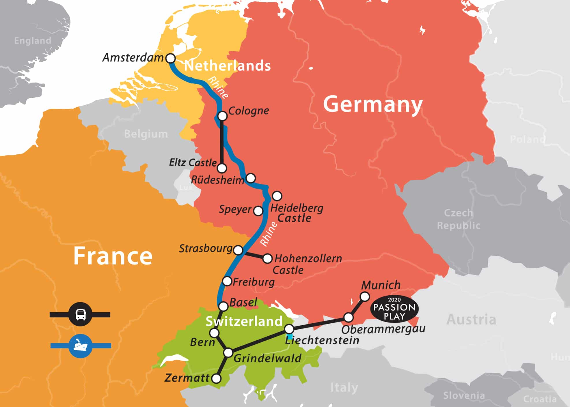 map of rhine river cruise