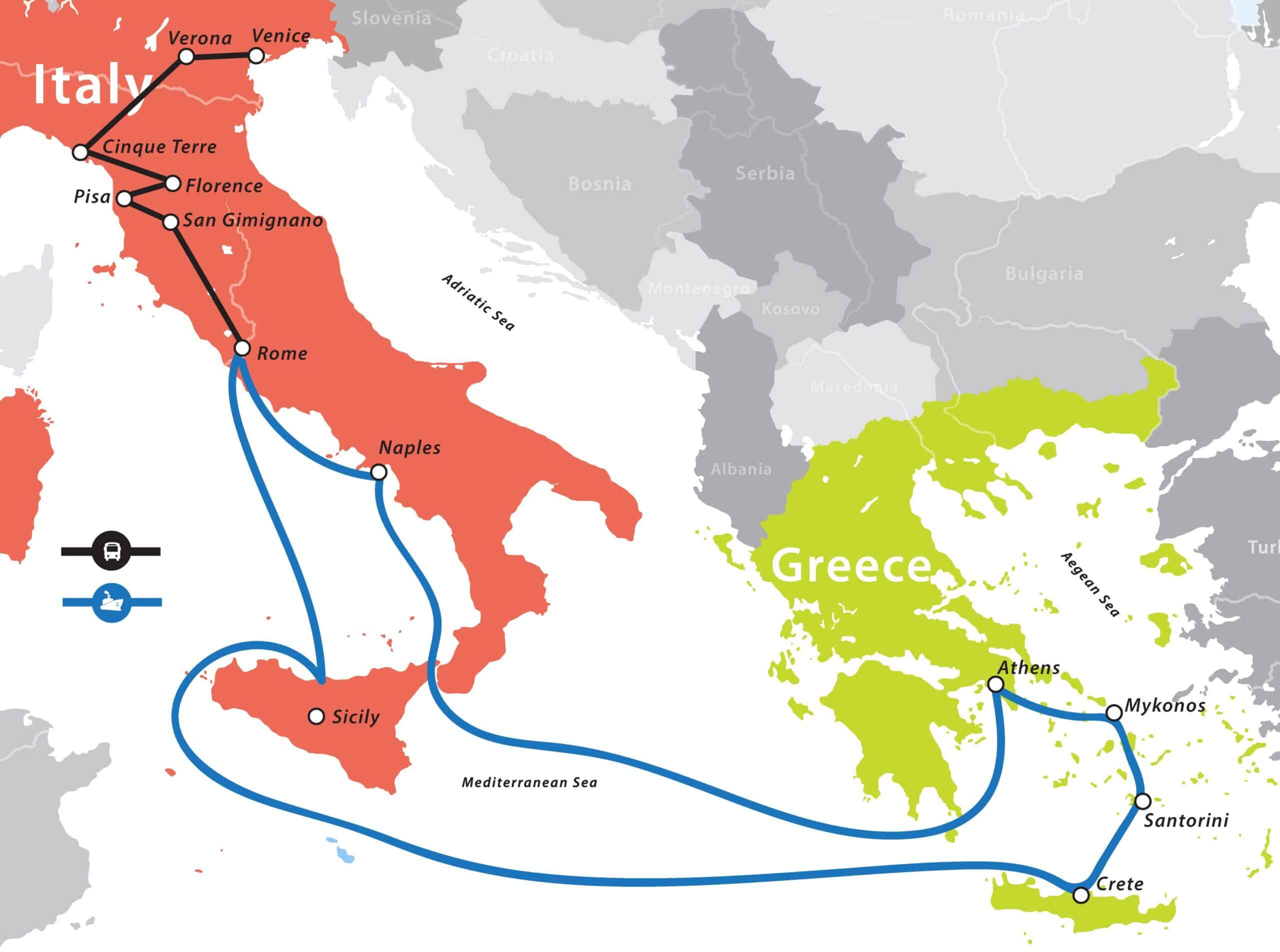 Map Of Greece And Italy